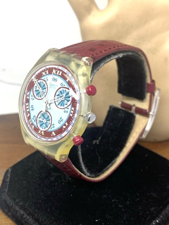 Swatch Unisex Watch SCK103 Windmill Swiss Quartz Vintage 1992 Leather Band 37mm main image 5